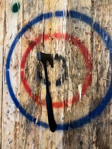 Axe thrown into target at ZGuy team outing